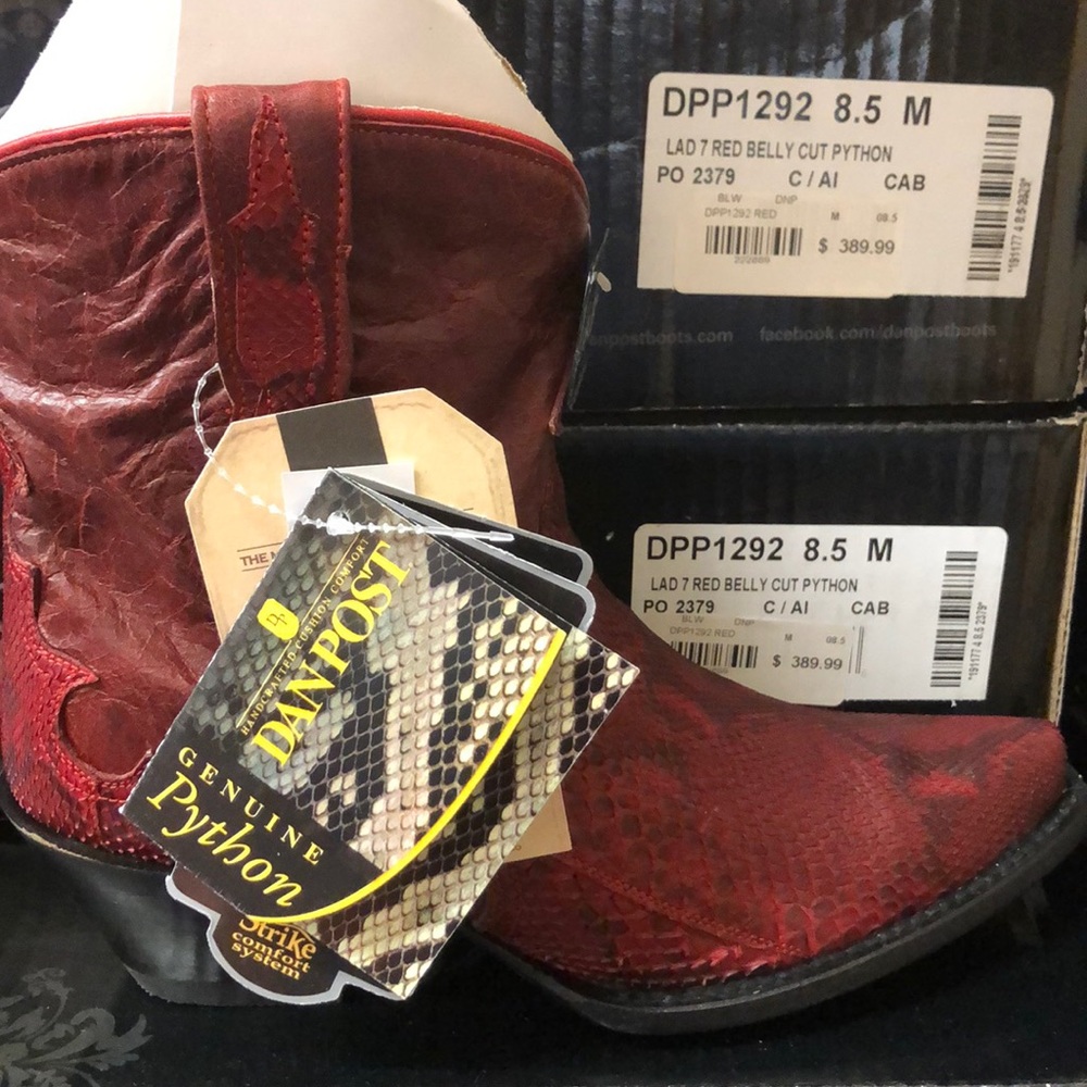 Dan Post Red Python Heeled Cowboy Boots